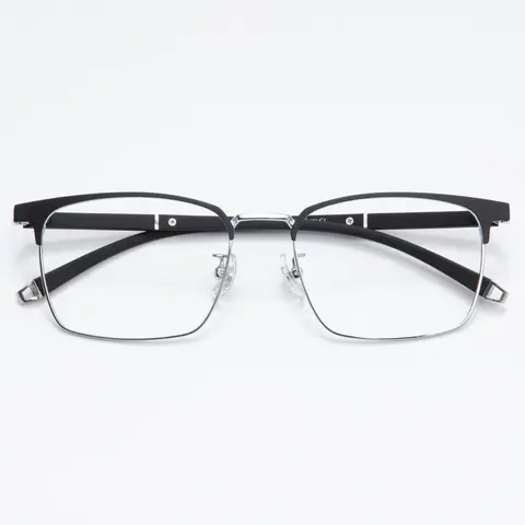 Rectangle Black Silver Eyeglasses