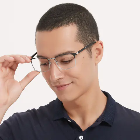 Rectangle Black Silver Eyeglasses