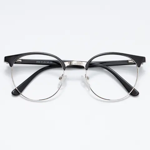 Browline Black Silver Eyeglasses