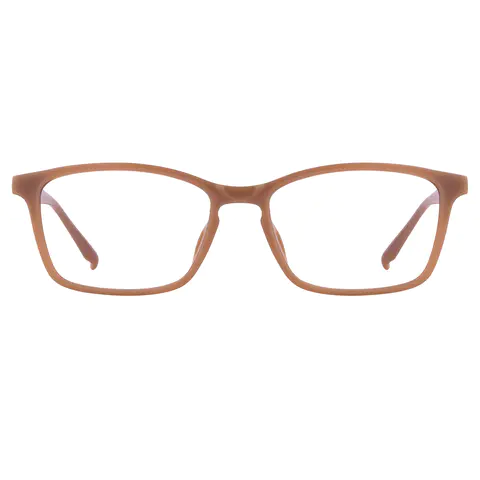 Rectangle Transparent Brown Eyeglasses