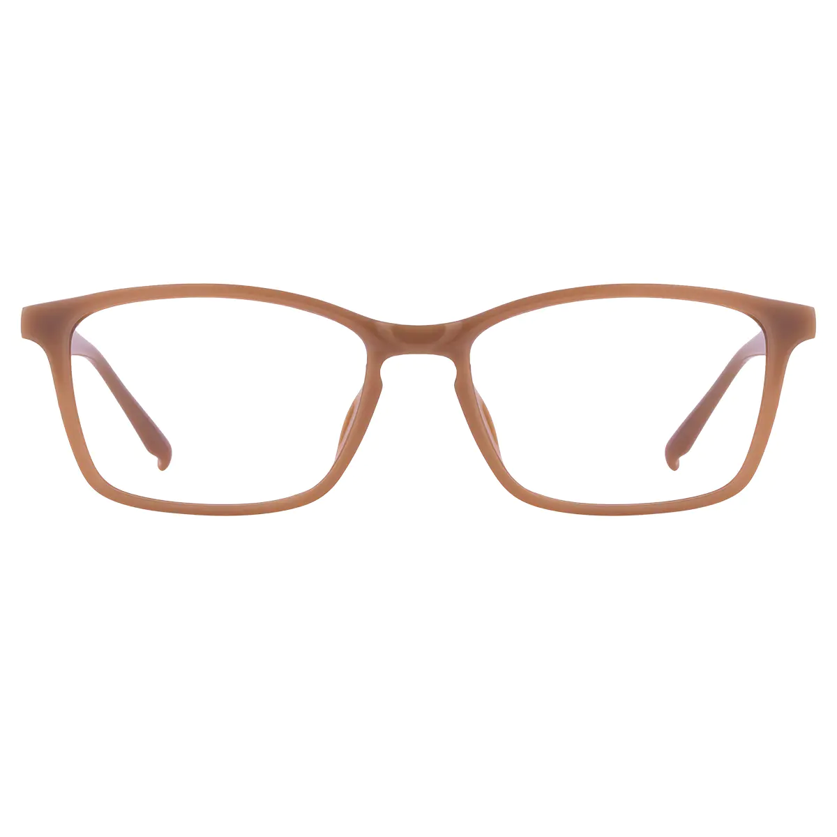 Rectangle Transparent Brown Eyeglasses