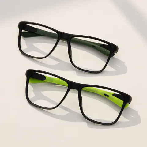 Square Dark Green Eyeglasses