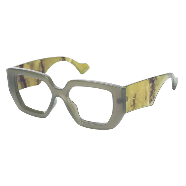 Square Dark Green Eyeglasses