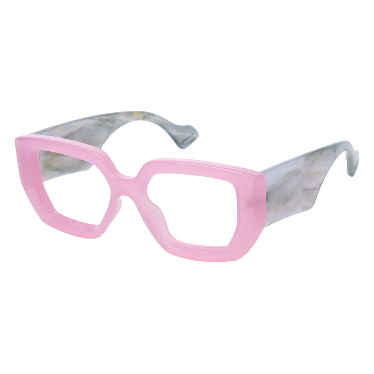 Rectangle Pink Eyeglasses