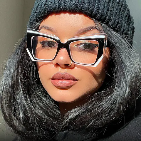 Cat-eye Black/Clear Eyeglasses