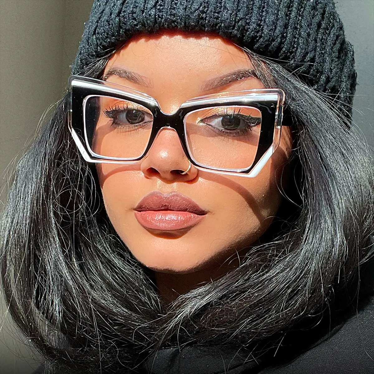 Cat-eye Black/Clear Eyeglasses