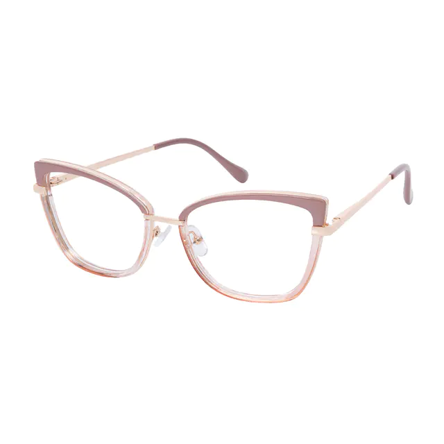 Cat-eye Brown/Transparent Pink Eyeglasses