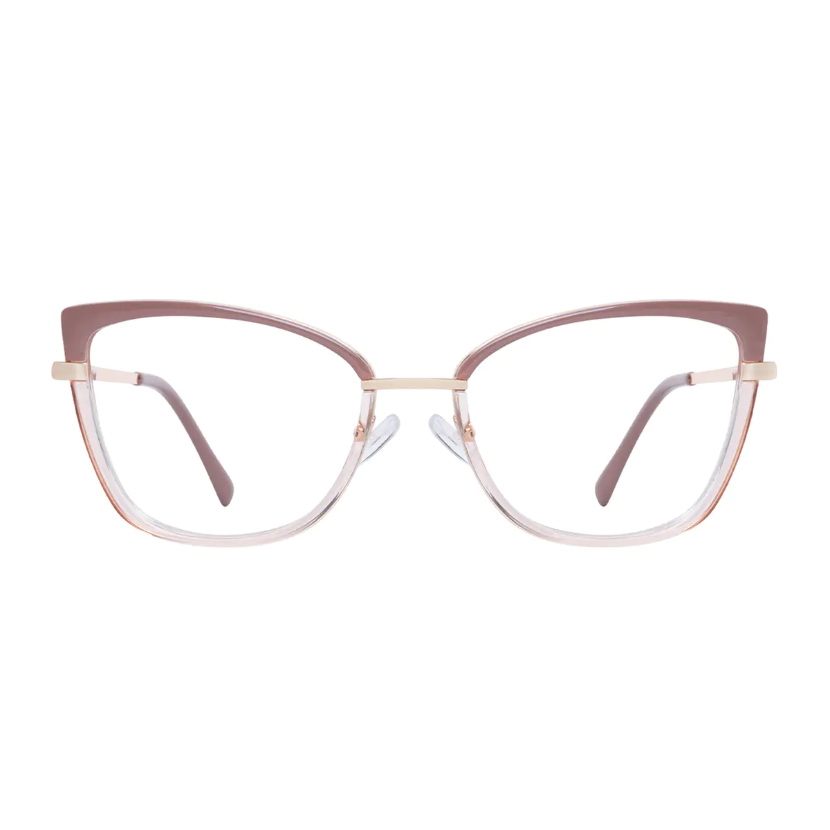 Cat-eye Brown/Transparent Pink Eyeglasses