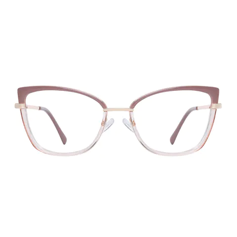 Cat-eye Brown/Transparent Pink Eyeglasses