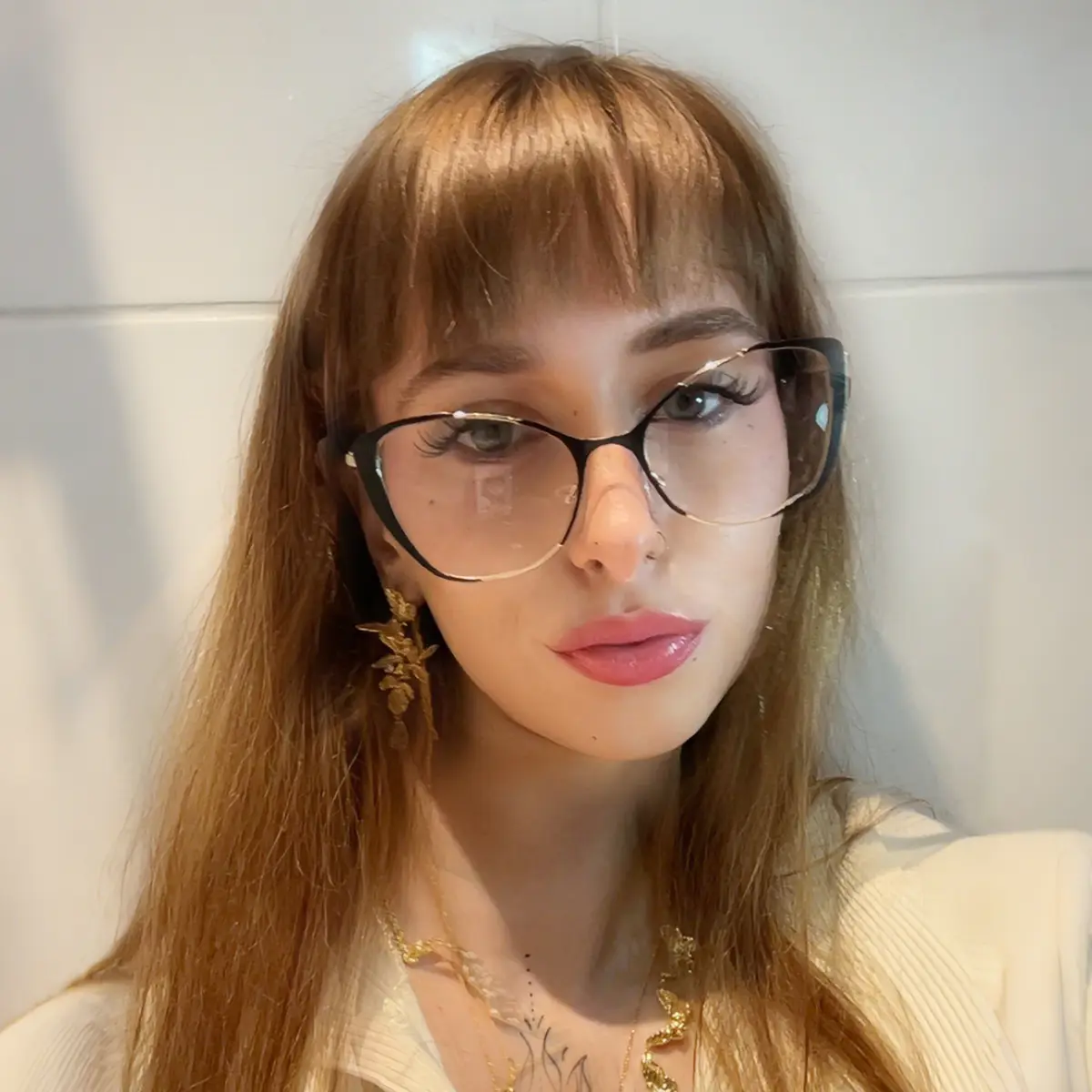 Cat-eye Black Gold Eyeglasses