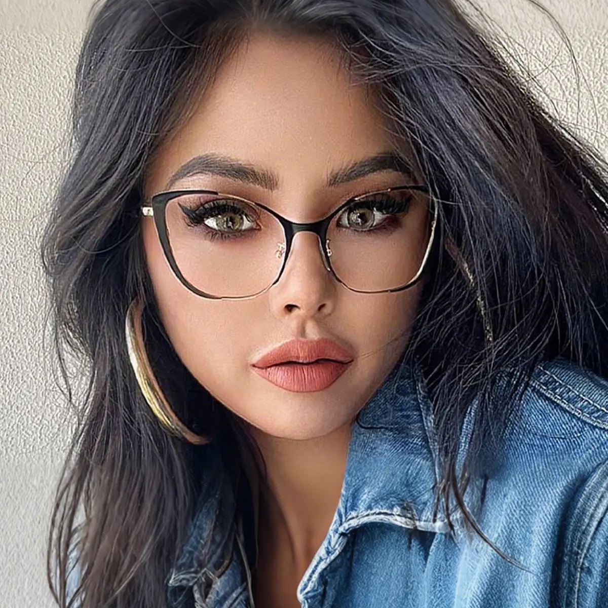 Cat-eye Black Gold Eyeglasses