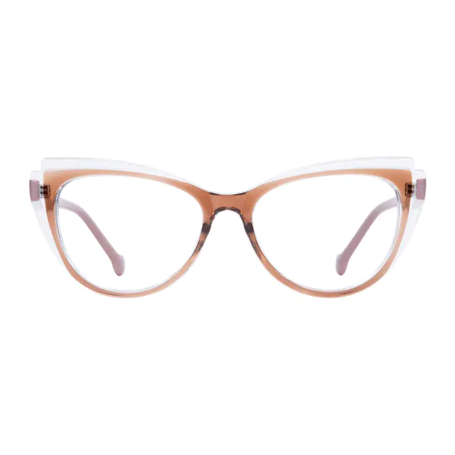 Cat-eye Brown/Clear Eyeglasses