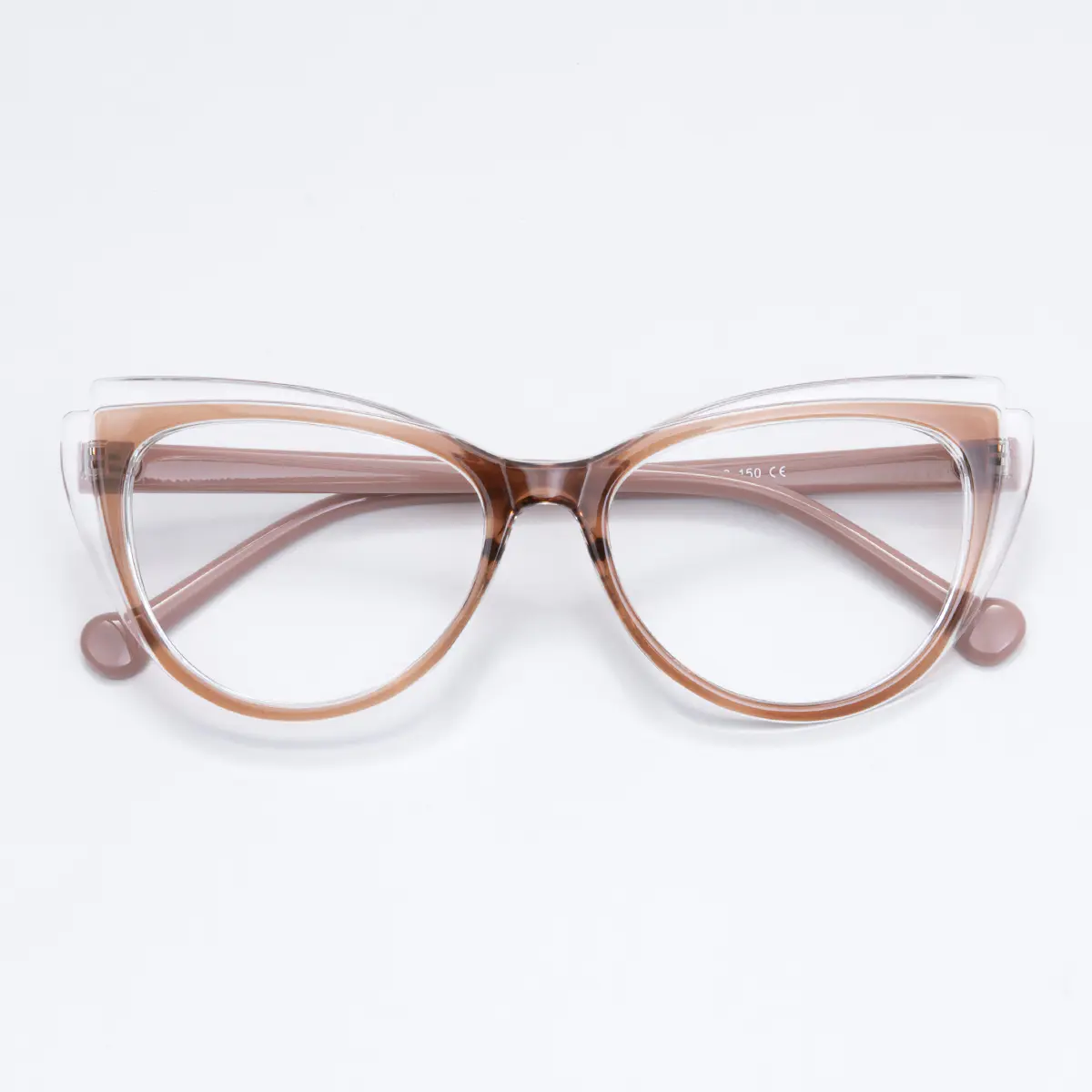 Cat-eye Brown/Clear Eyeglasses