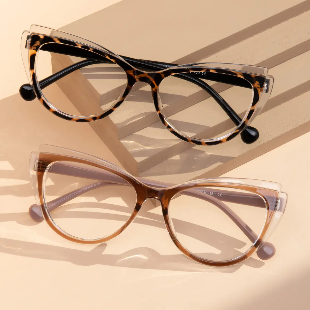 Cat-eye Brown/Clear Eyeglasses