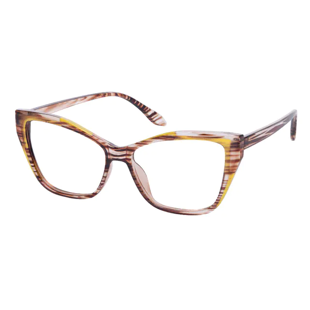 Cat-eye Brown/Yellow Eyeglasses