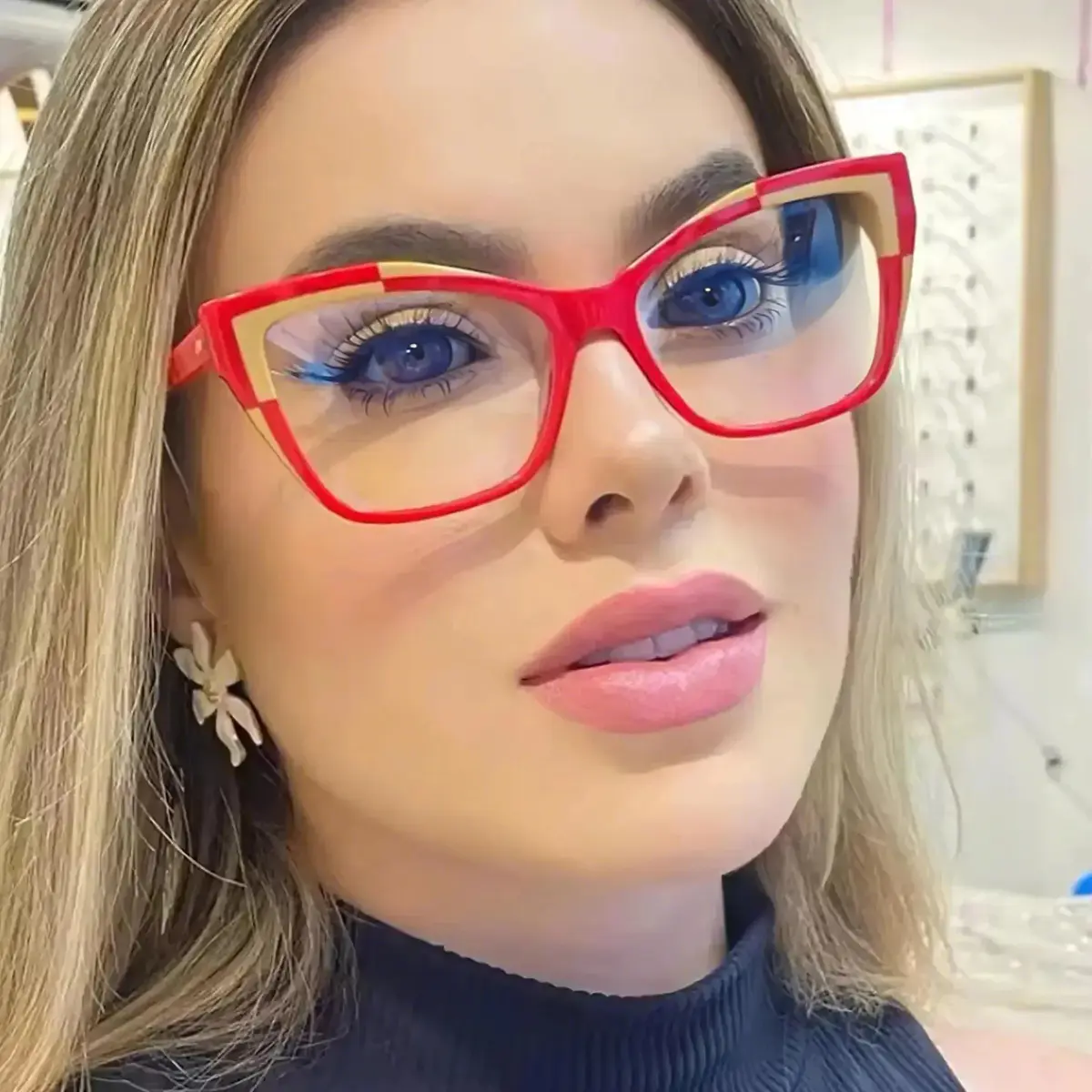Cat-eye Brown/Yellow Eyeglasses
