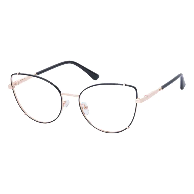 Cat-eye Black Gold Eyeglasses