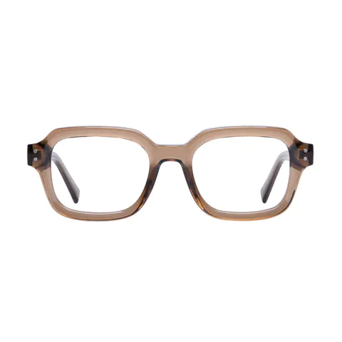 Rectangle Transparent Brown Eyeglasses