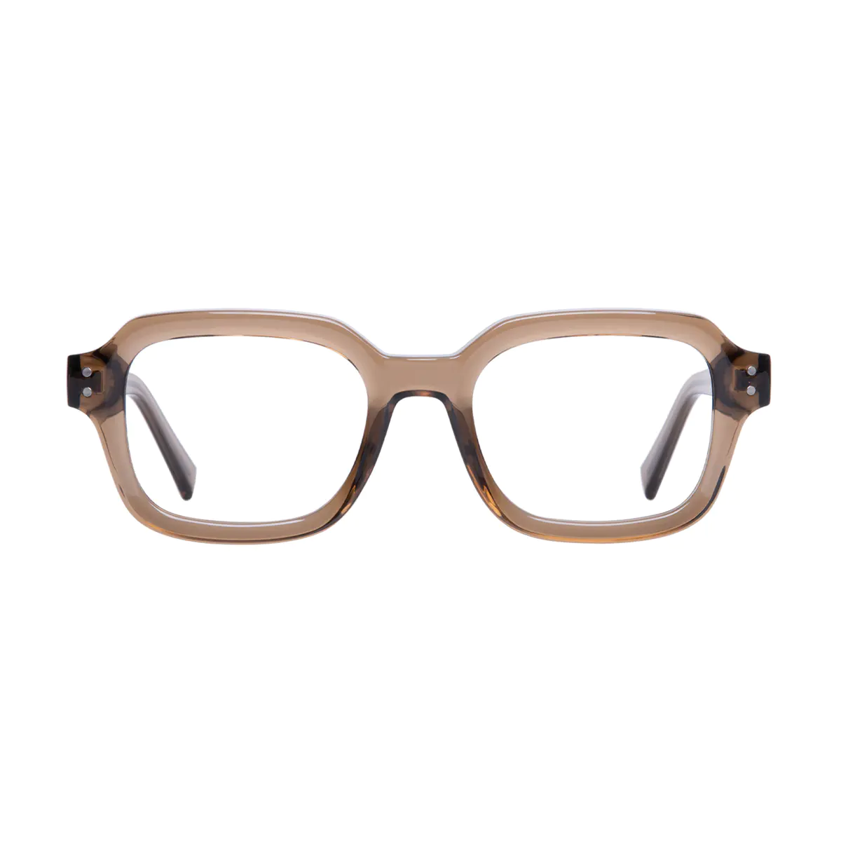 Rectangle Transparent Brown Eyeglasses