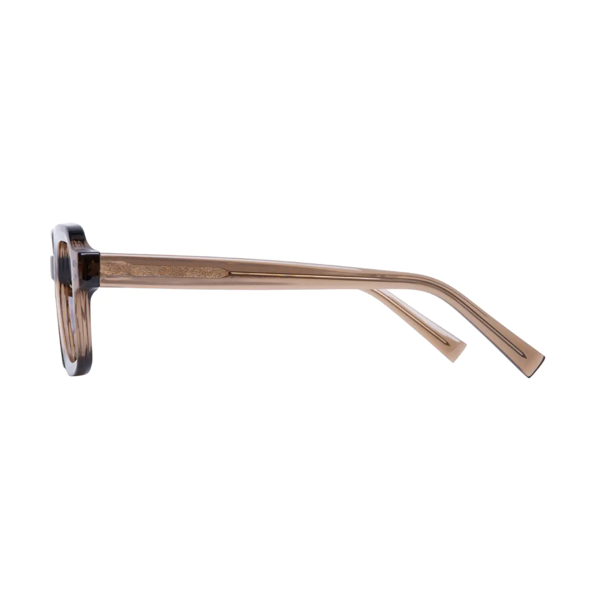 Rectangle Transparent Brown Eyeglasses