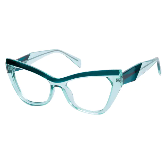 Cat-eye Transparent Green Eyeglasses