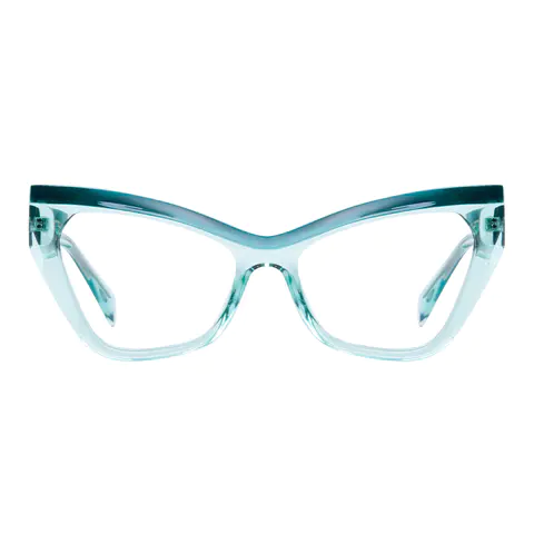Cat-eye Transparent Green Eyeglasses