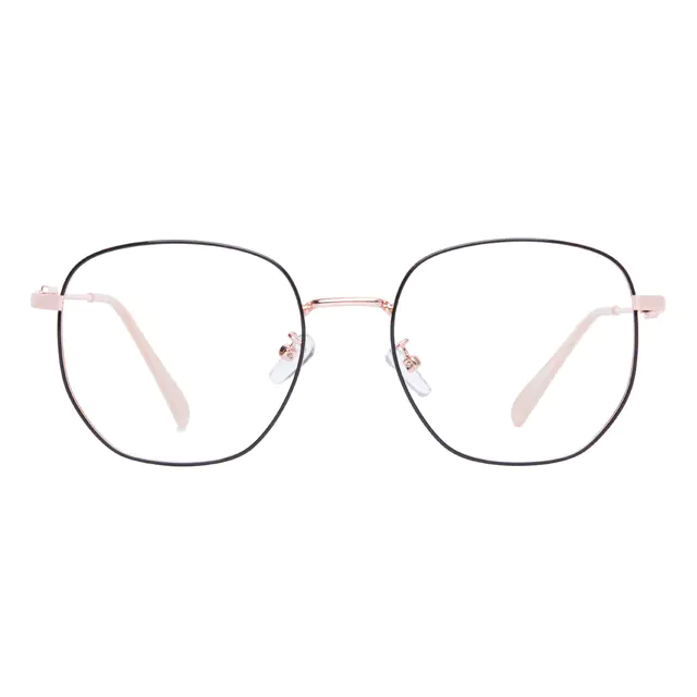 Square Black/Pink Gold Eyeglasses