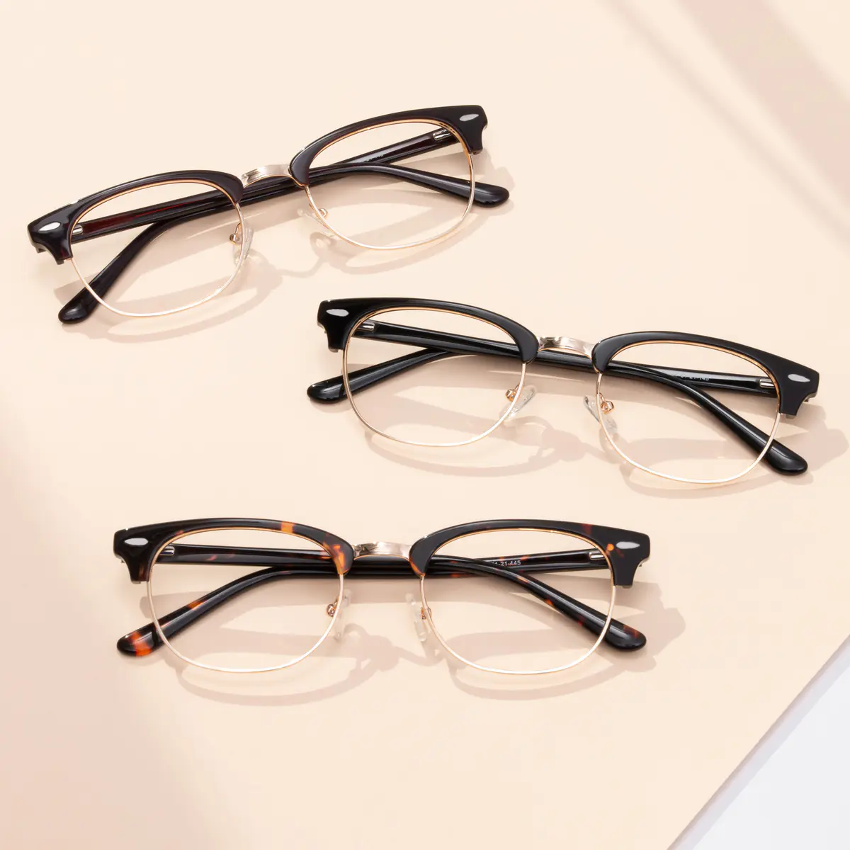 Browline Black Gold Eyeglasses
