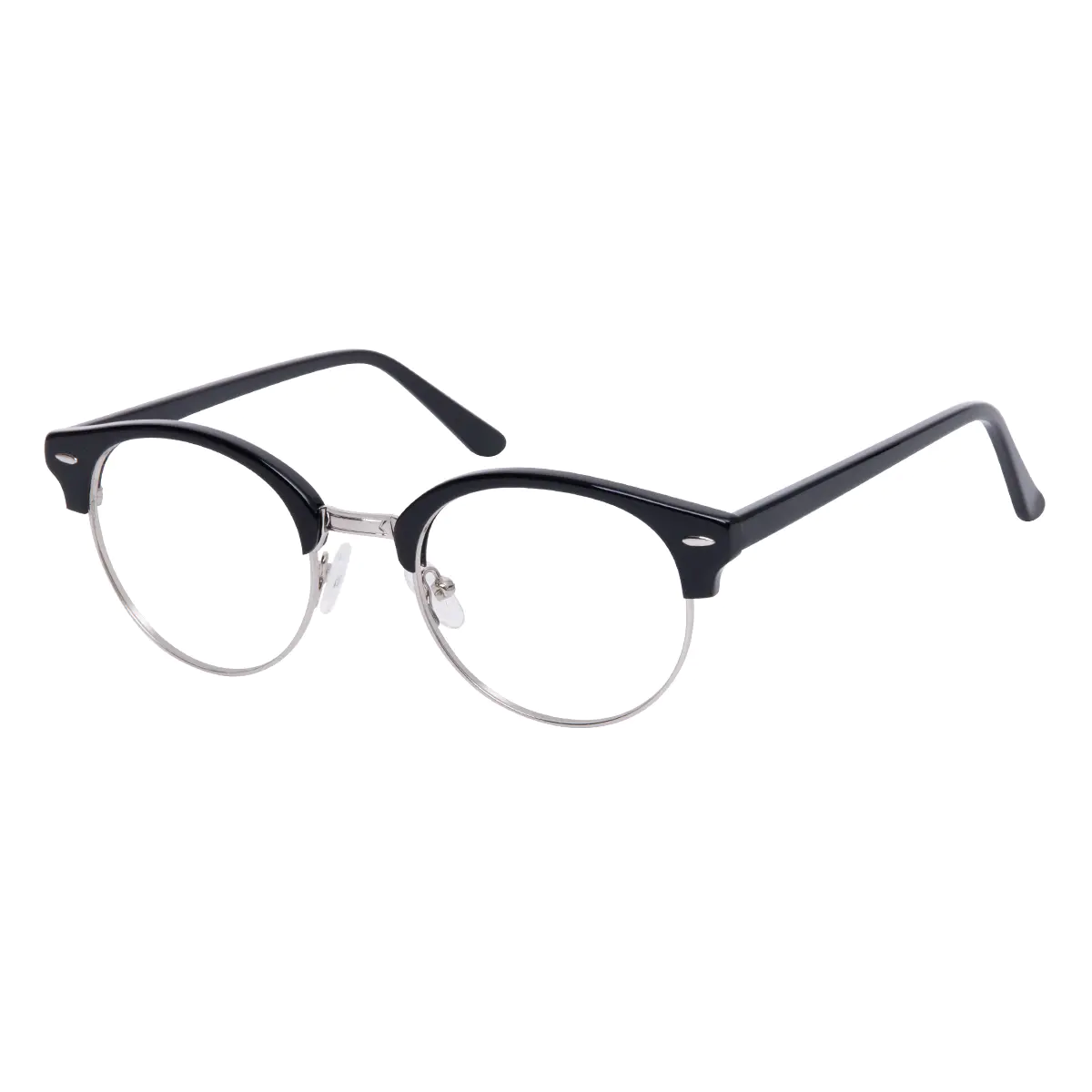Browline Black Silver Eyeglasses