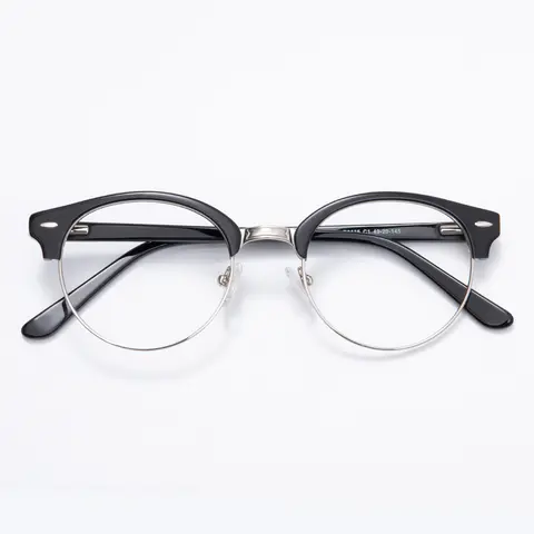 Browline Black Silver Eyeglasses
