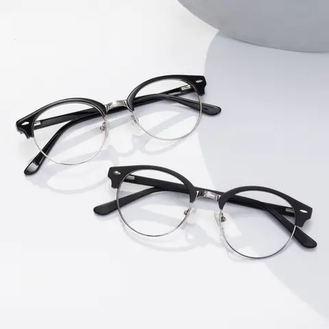Browline Black Silver Eyeglasses