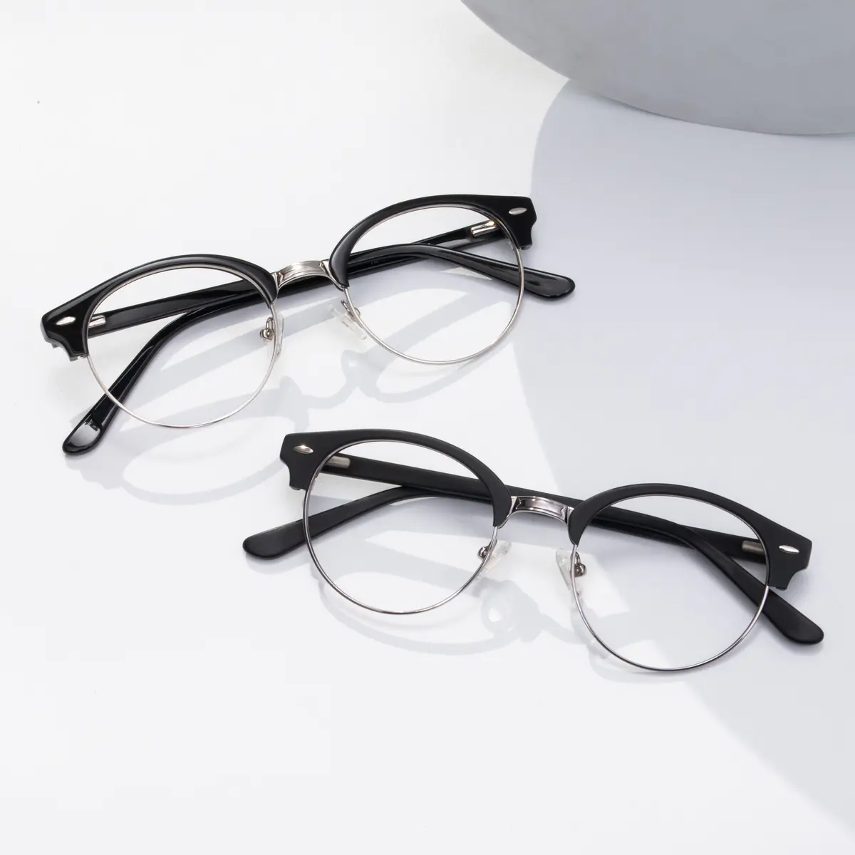 Browline Black Silver Eyeglasses