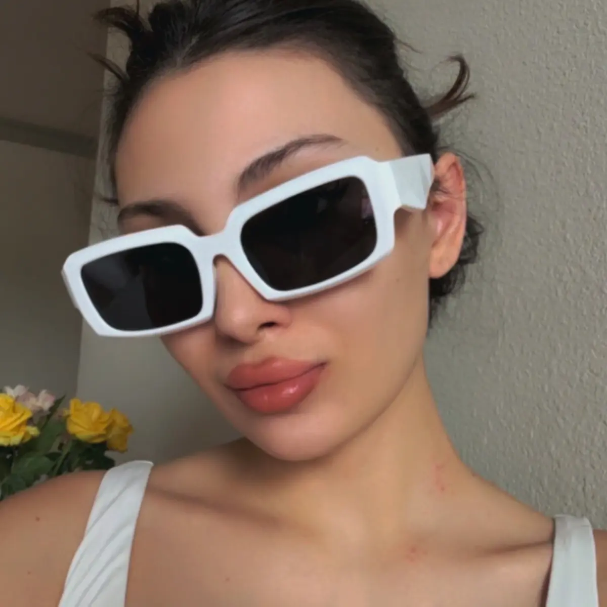 Rectangle White Sunglasses