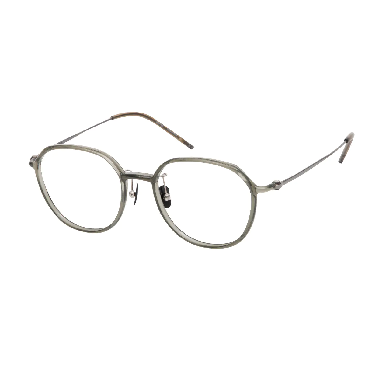 Square Transparent Green Eyeglasses