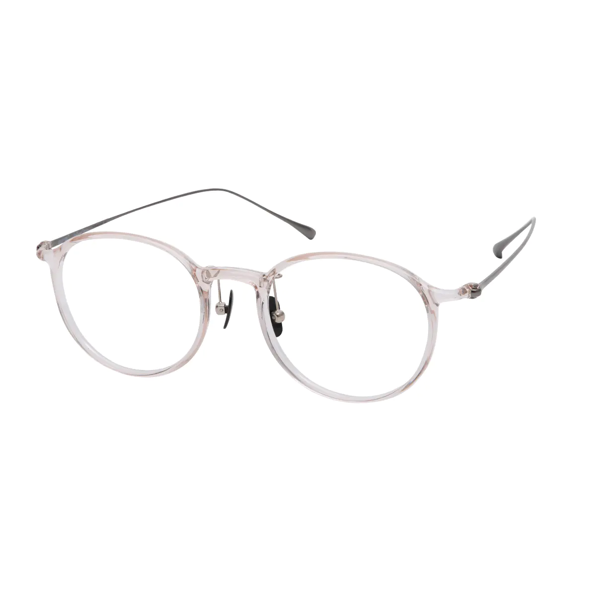 Round Transparent Pink Eyeglasses