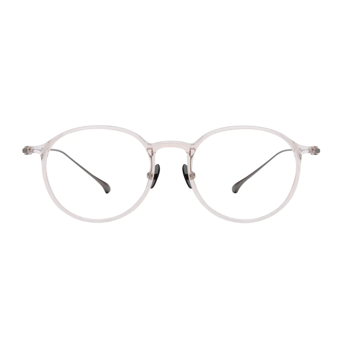 Round Transparent Pink Eyeglasses