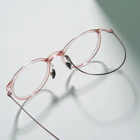 Round Transparent Pink Eyeglasses