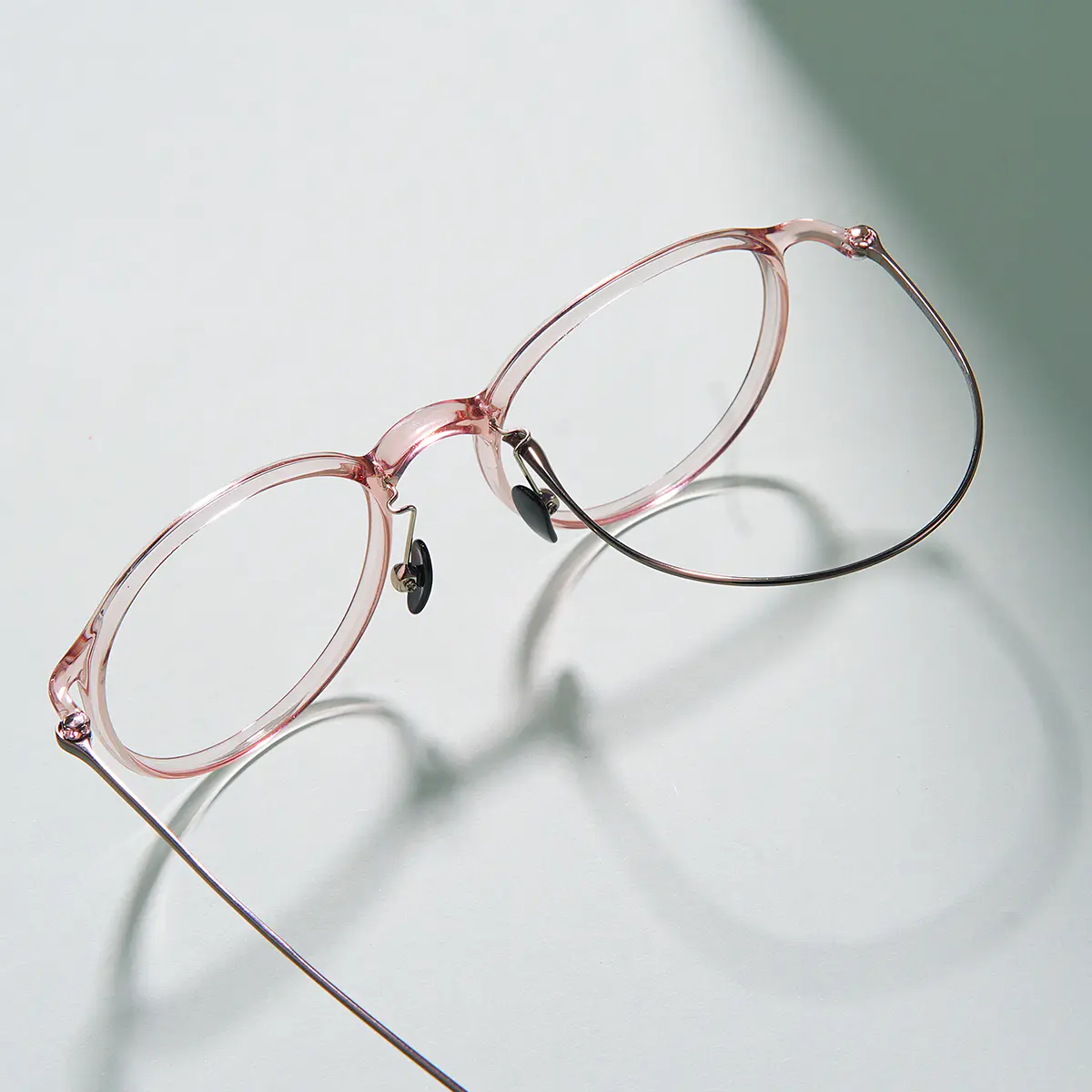 Round Transparent Pink Eyeglasses