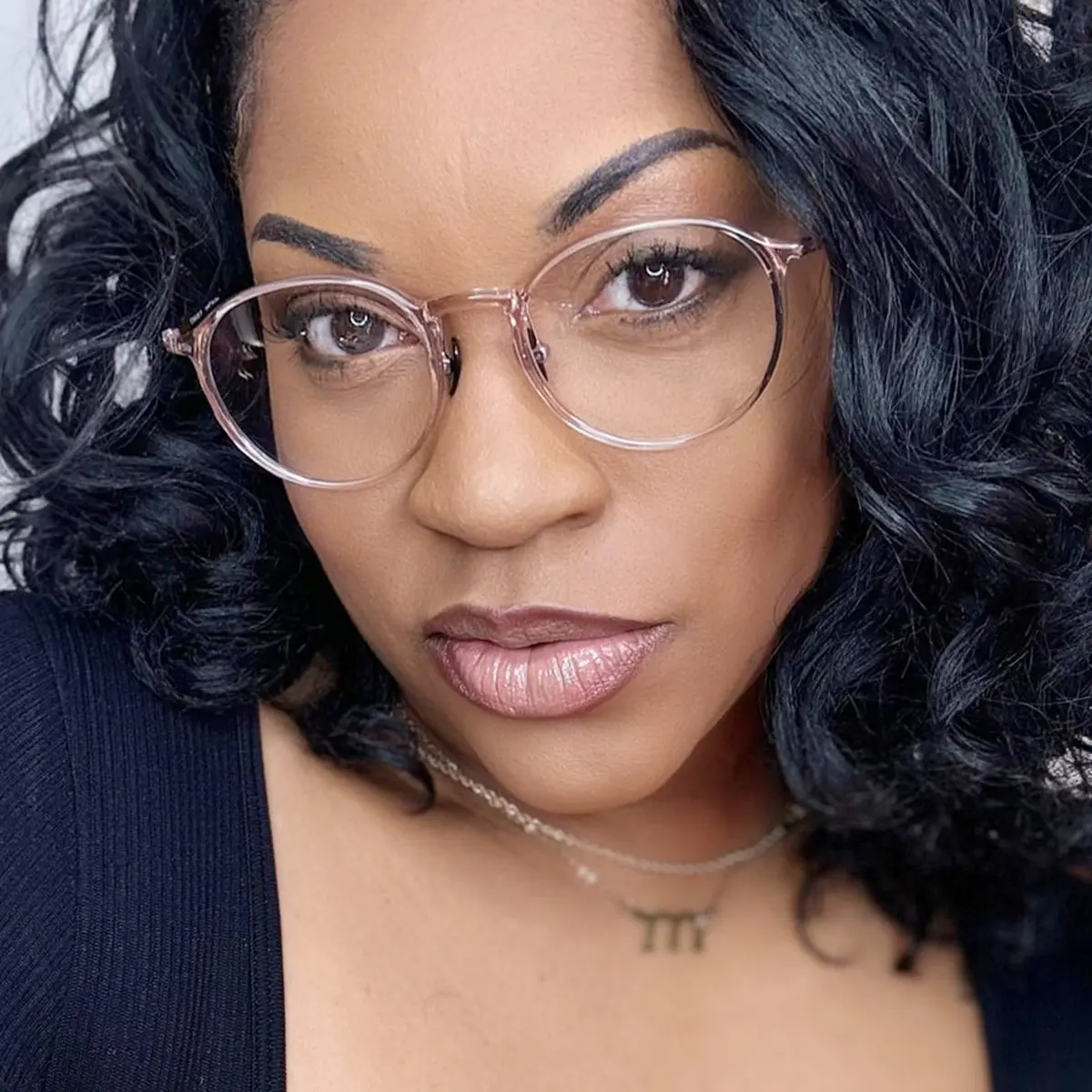 Round Transparent Pink Eyeglasses