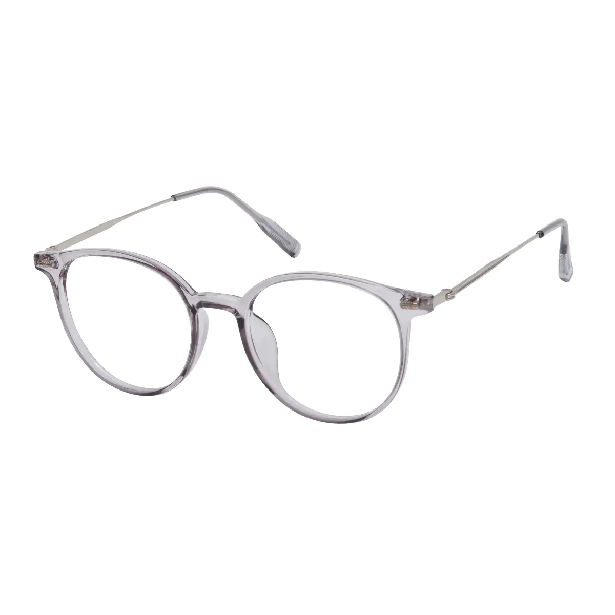 Oval Transparent Gray Eyeglasses