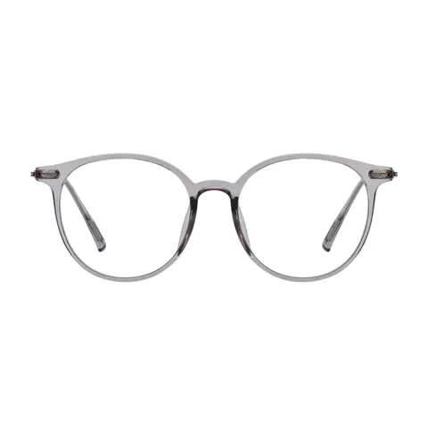 Oval Transparent Gray Eyeglasses