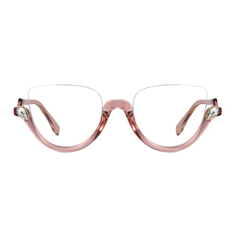 Cat-eye Transparent Pink Eyeglasses