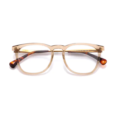 Square Transparent Amber Eyeglasses