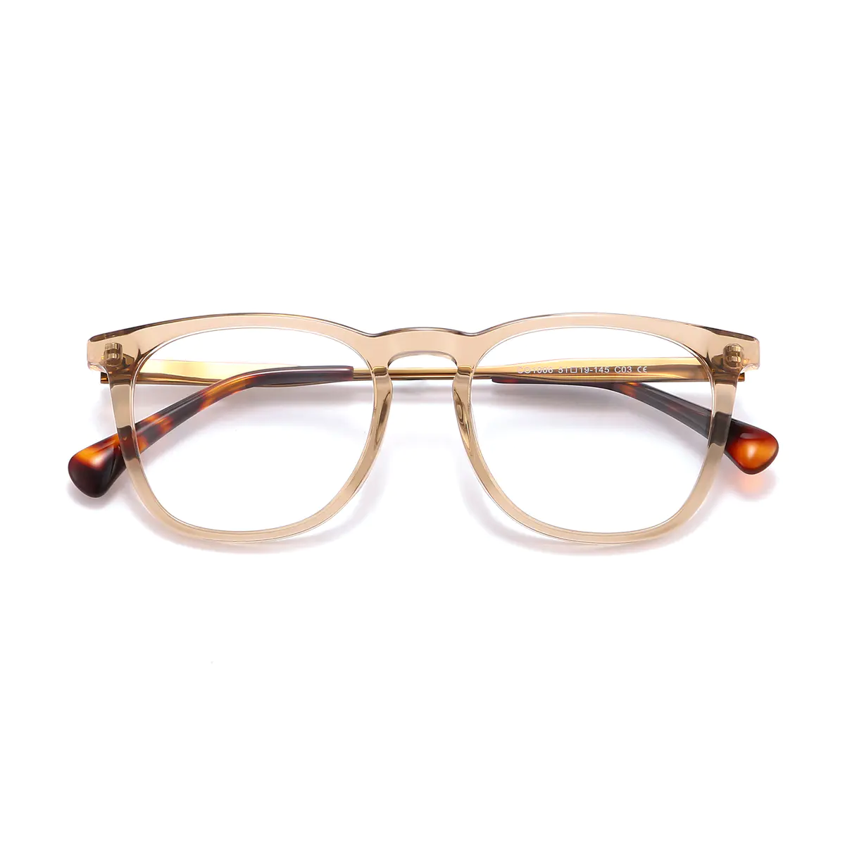 Square Transparent Amber Eyeglasses