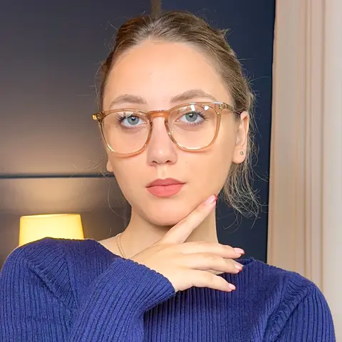 Square Transparent Amber Eyeglasses