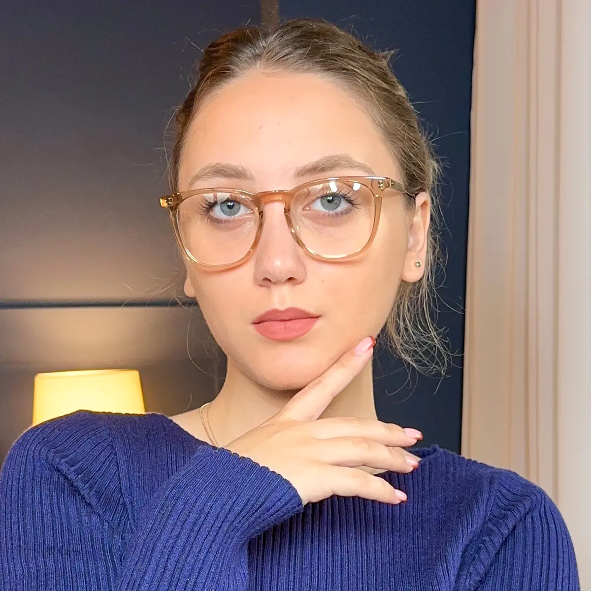 Square Transparent Amber Eyeglasses