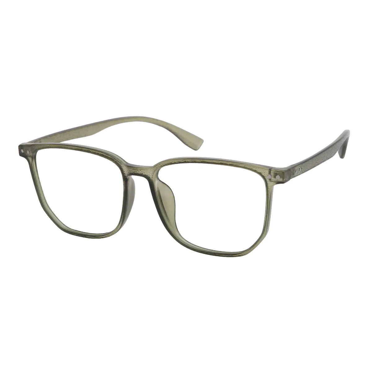 Rectangle Transparent Green Eyeglasses
