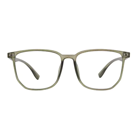 Rectangle Transparent Green Eyeglasses