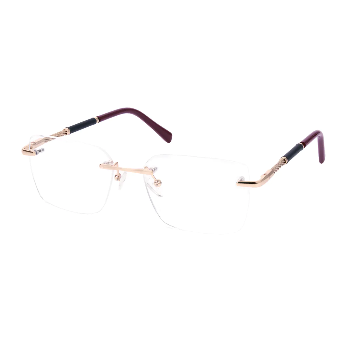 Rectangle Gold/Wine Eyeglasses