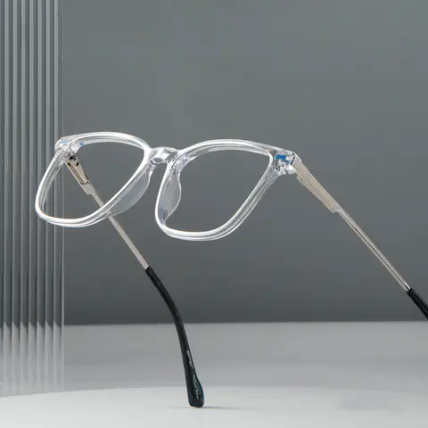 Rectangle Transparent Gray Eyeglasses